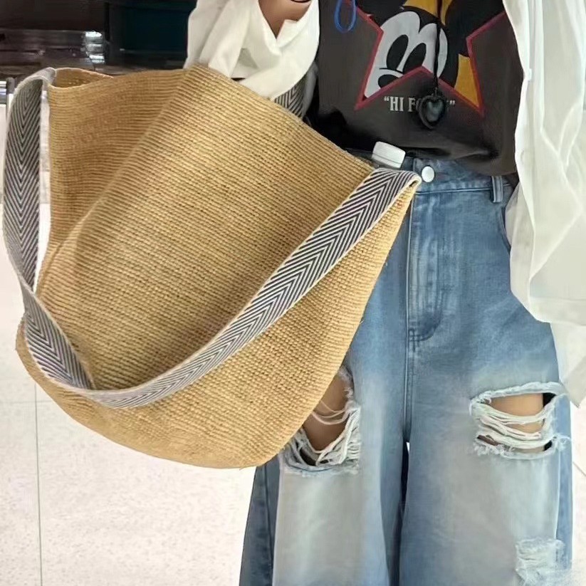 Women'S Raffia Bags - Summer Raffia Straw Bag Large Capacity
