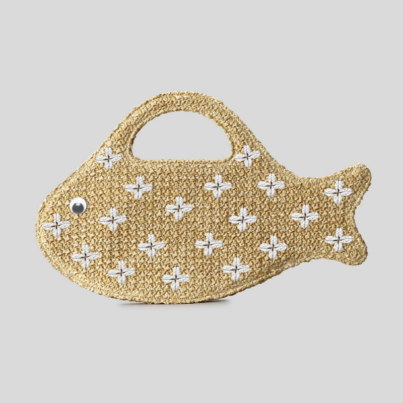 Embroidered Fish Raffia Straw  - Women'S Raffia Bags review and price