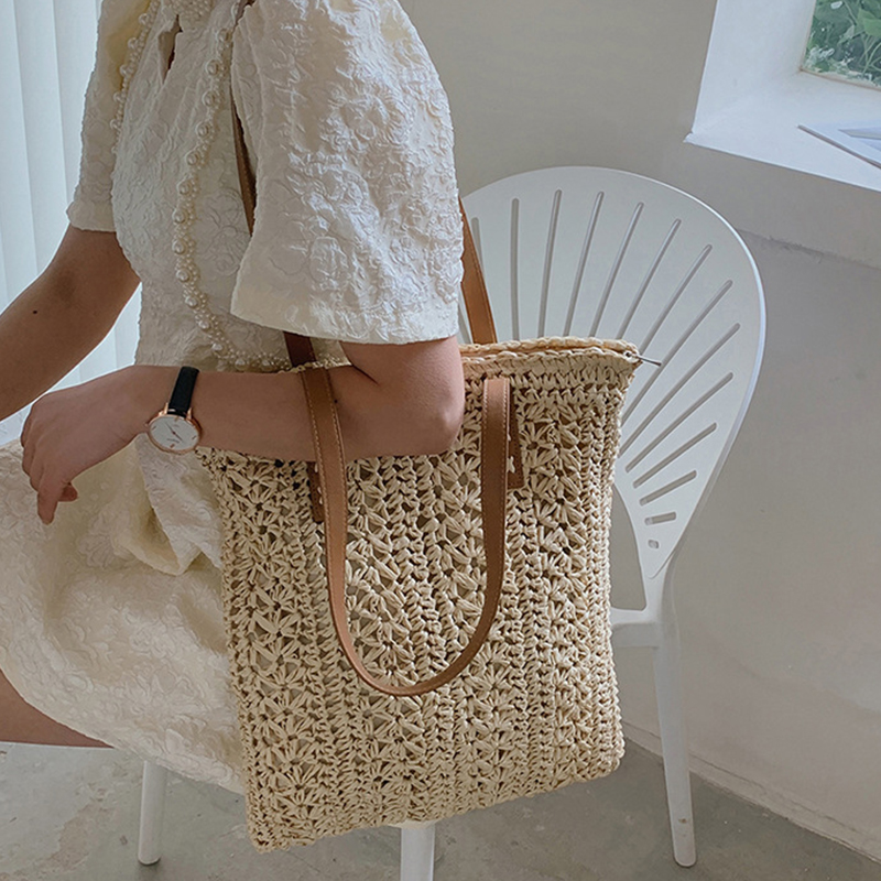 Square Hollow Straw Beach Bag  - Women'S Raffia Bags review and price